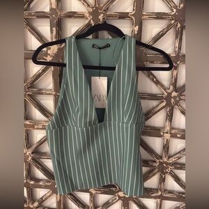 Zara Green Striped Tank Top